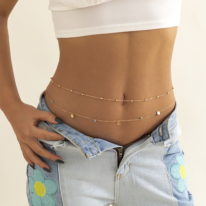 Body Jewelry For You - Damski, delikatny, wielowarstwowy łańcuszek na talię,